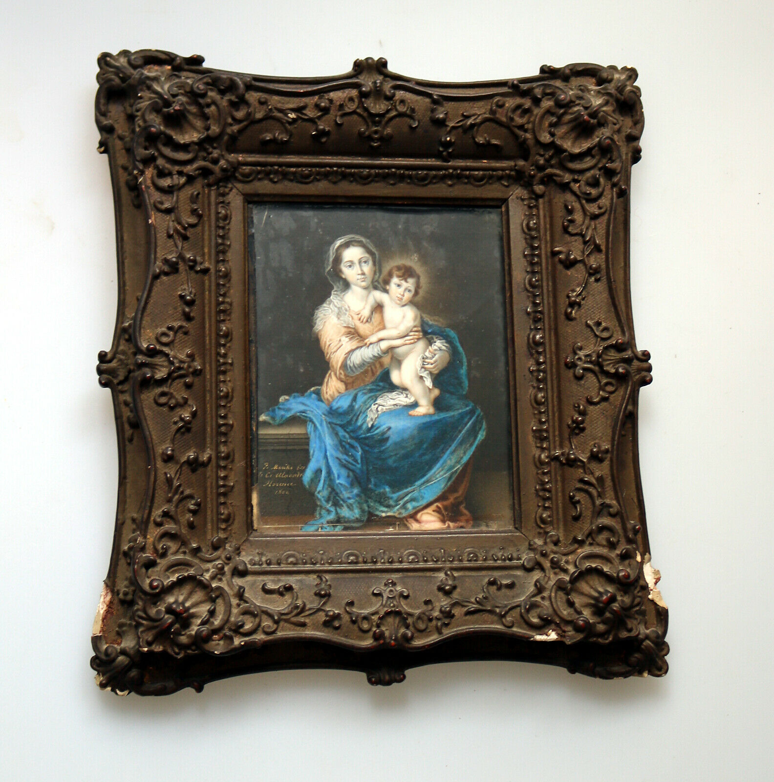 A Fine Florence Grand Tour oil Portrait of 'The Madonna' after Murillo C.19thC