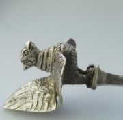 An unique novelty Aztec Asia solid silver Spoon Mould? Probably 19th century