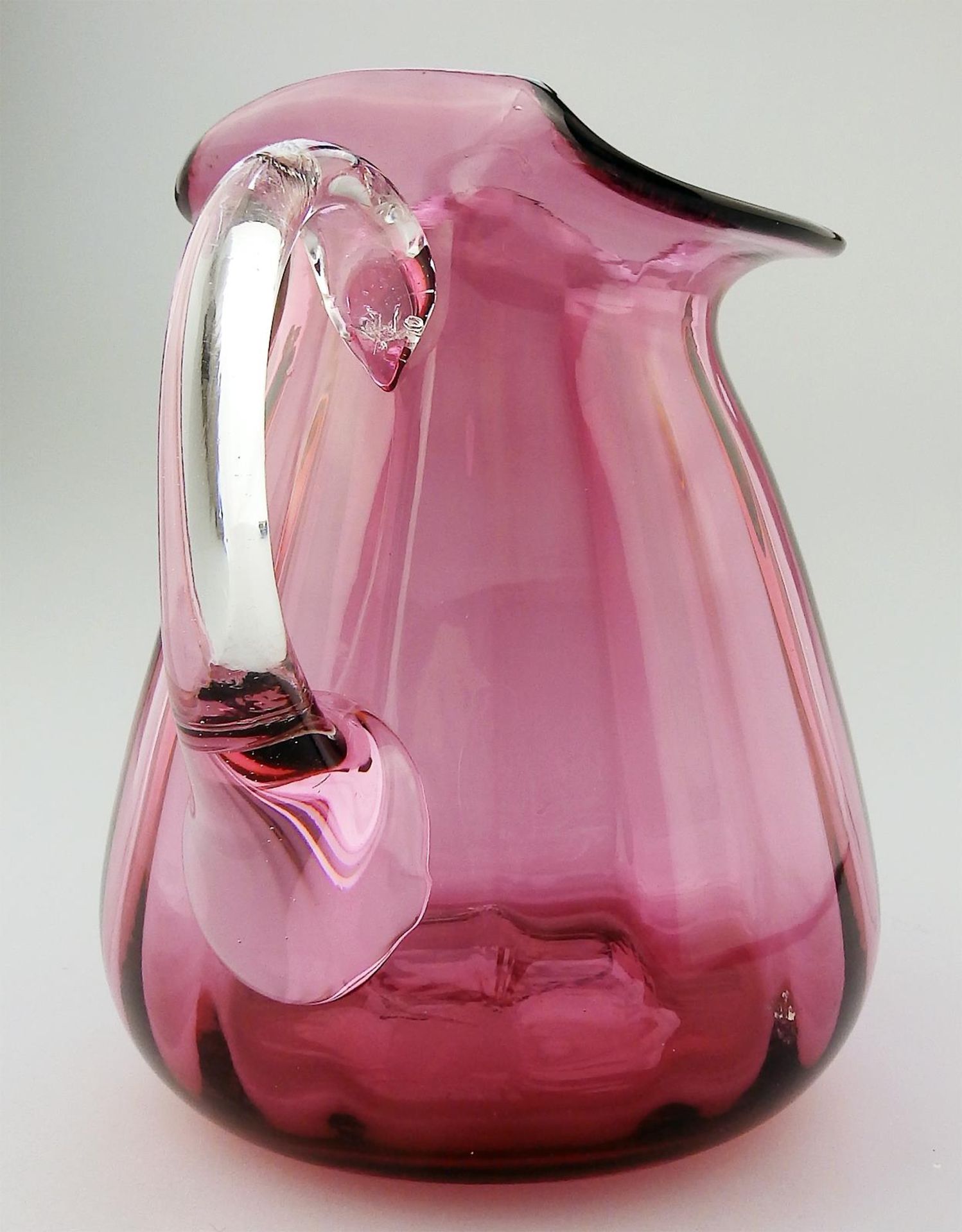 An unusual shape cranberry glass Victorian Jug C.19thC - Image 3 of 9