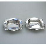 A pair of solid silver pierced square Bonbon Dishes Chester C.1927
