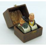 An extremely rare pair of Figural Royal Doulton Napkin Rings in original Box 1920