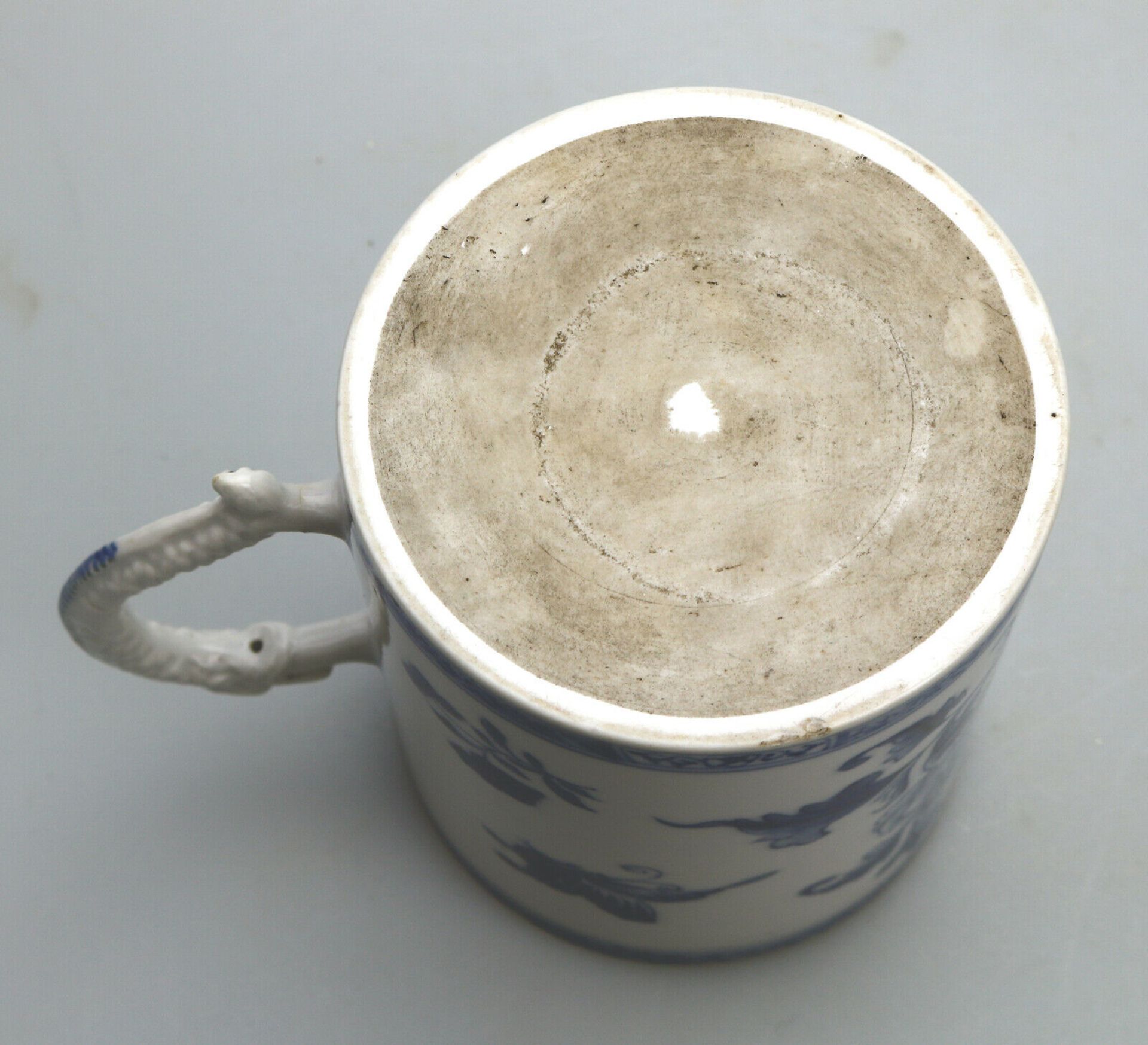 A Chinese Export blue & white Porcelain dragon handled large Tankard C.19thC - Image 8 of 8