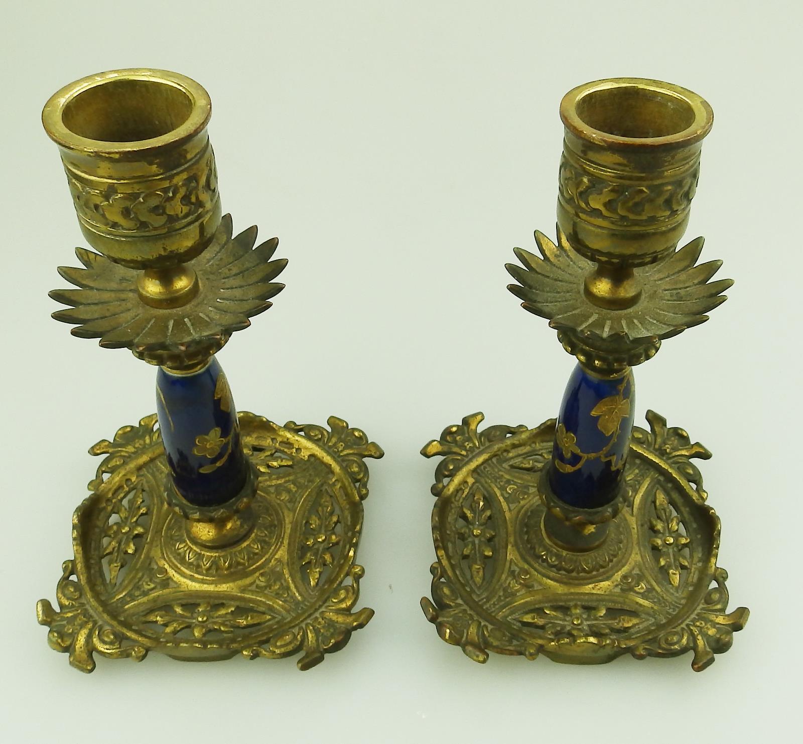 A fine pair of gilt & porcelain Candlesticks C.19thC - Image 2 of 6