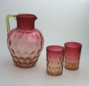 A good Amberina Cranberry glass Lemonade Set C.19thC