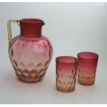 A good Amberina Cranberry glass Lemonade Set C.19thC