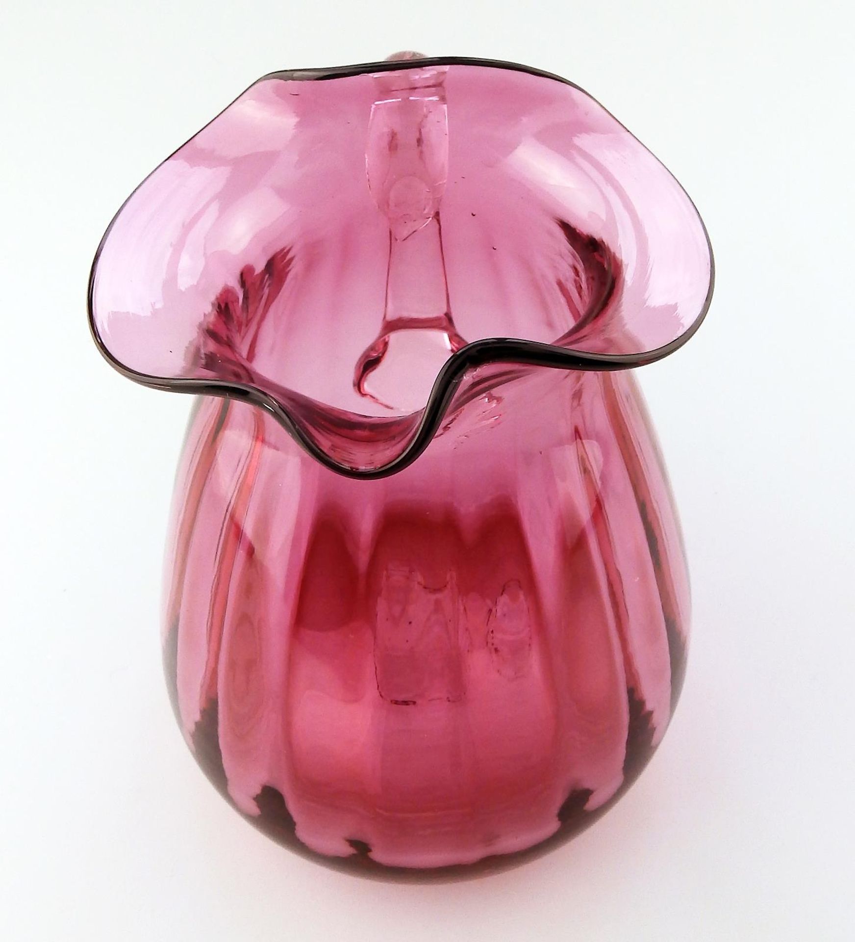 An unusual shape cranberry glass Victorian Jug C.19thC - Image 8 of 9