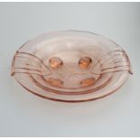 A large pink Art Deco bowl by S_chsische Glasfabrik August Walther & S_hne AG 1930's