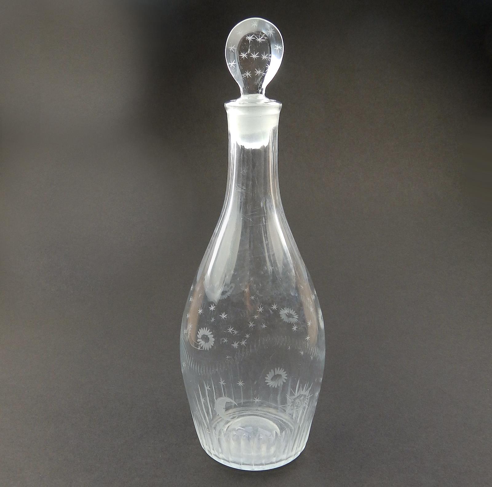 An unusual Sun, Moon & Stars engraved Georgian Decanter late 18th/early 19th - Image 2 of 9