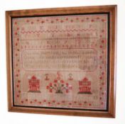 A Victorian embroidery House & Dove Sampler C.1843