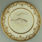 A wonderful Royal Doulton hand painted with Fish Cabinet Plate by A Eaton C.1900