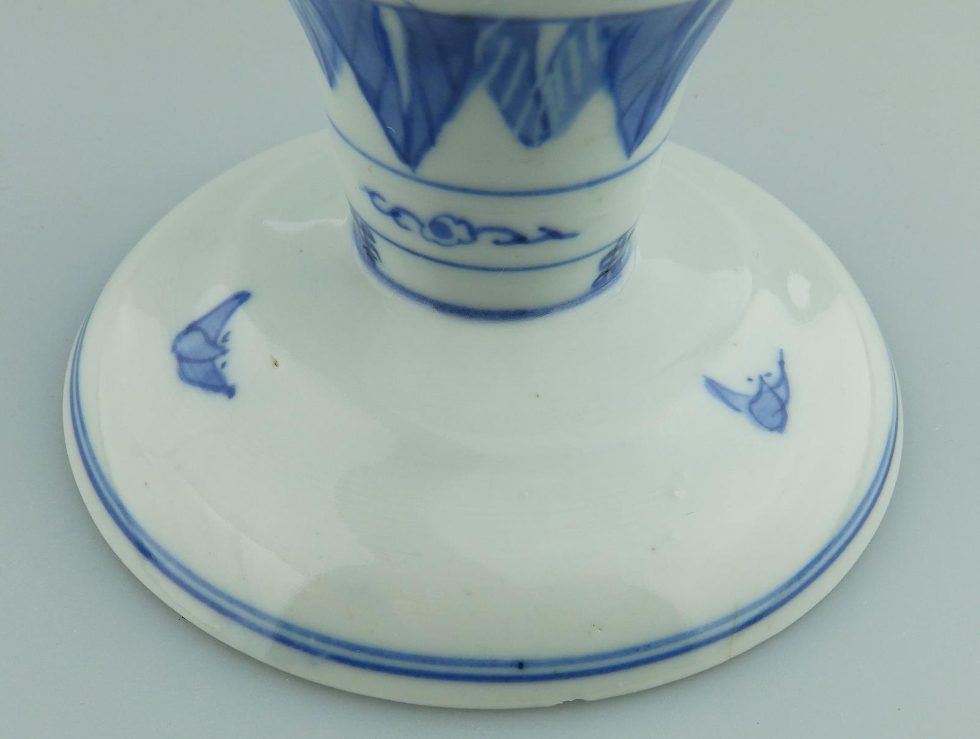 A Chinese blue & white Pedestal Tazza Comport signed 19thC - Image 5 of 6