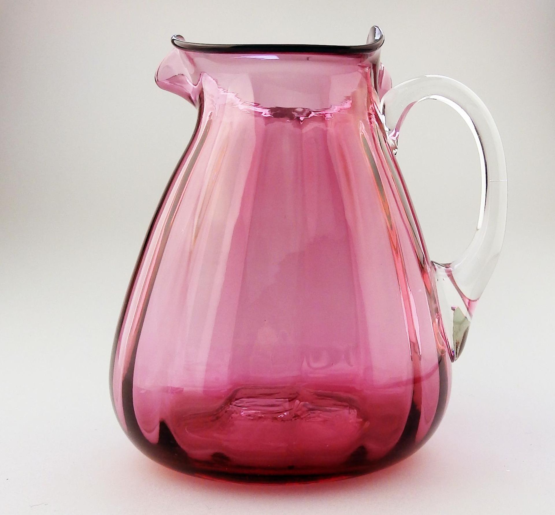 An unusual shape cranberry glass Victorian Jug C.19thC - Image 6 of 9