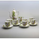 A porcelain Roslyn China Peacehaven Swan Lake Coffee Set C.1930's