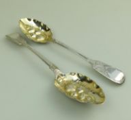 A fine pair of Victorian solid silver Dessert Berry Spoons by Samuel Smiley C.1874