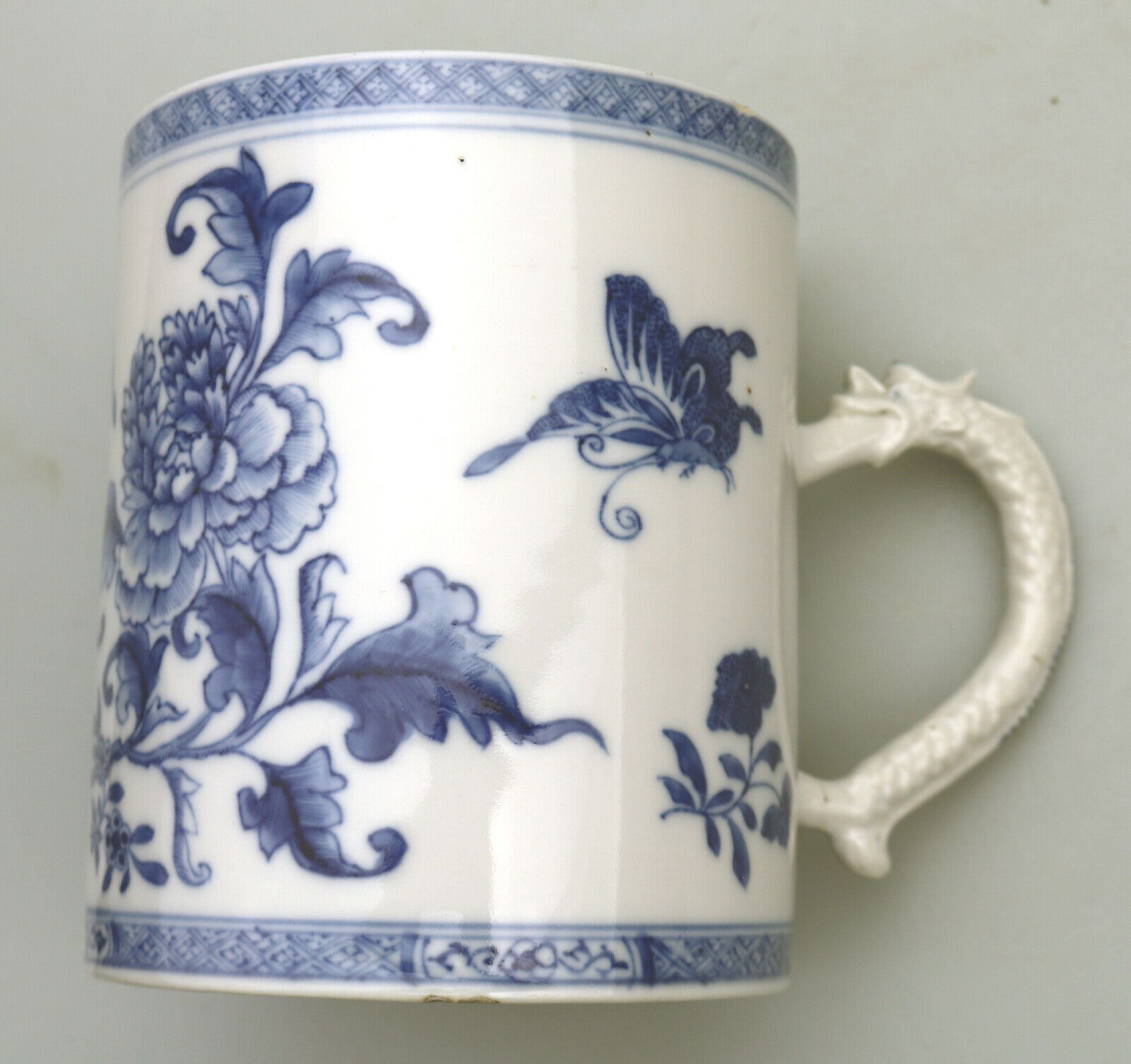 A Chinese Export blue & white Porcelain dragon handled large Tankard C.19thC - Image 2 of 8