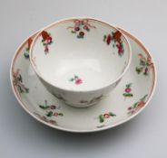 An attractive New Hall porcelain Tea Bowl & Saucer, ex de Saye Hutton Collection C.18thC