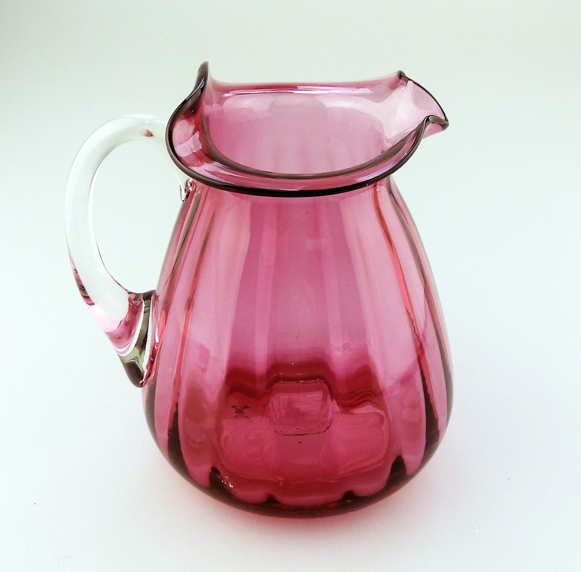 An unusual shape cranberry glass Victorian Jug C.19thC - Image 2 of 9