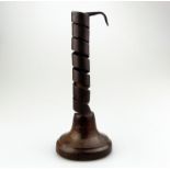 A rare 18th century coiled steel and fruitwood Candlestick / rat de cave C.18thC
