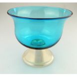 Murano La Murrina Venetian Art Glass signed blue & gold pedestal Bowl C.20thC