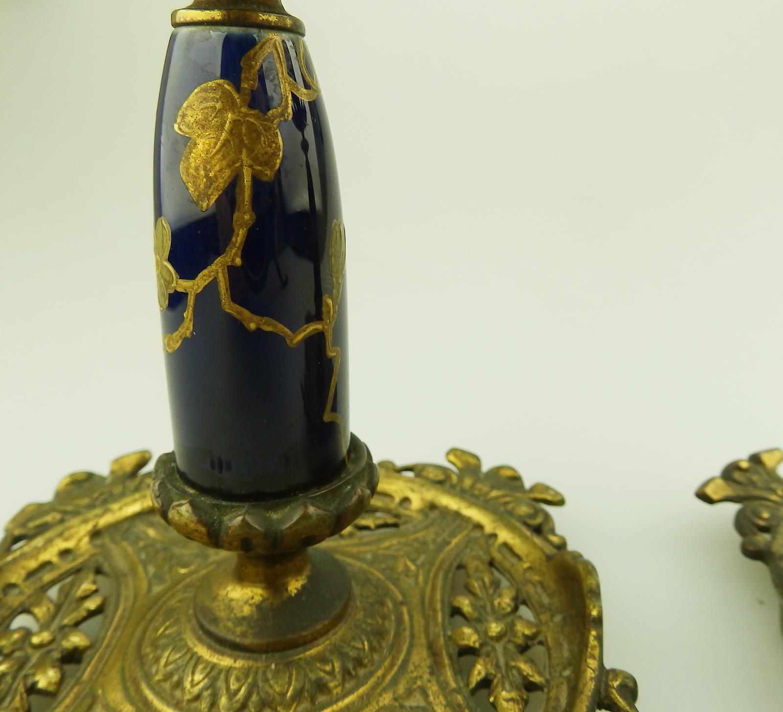 A fine pair of gilt & porcelain Candlesticks C.19thC - Image 4 of 6