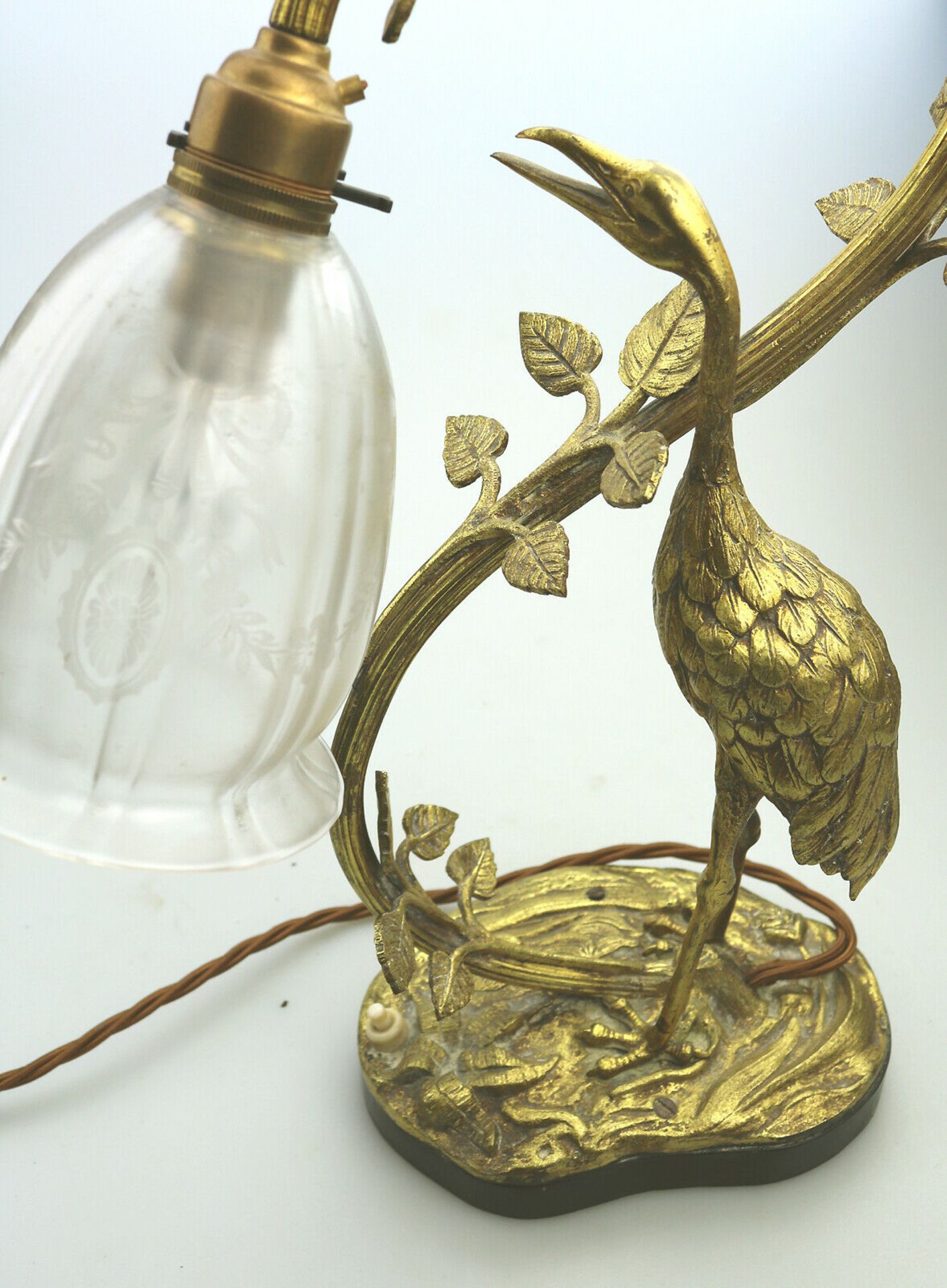 A good Edwardian gilt brass novelty Table Lamp 20thC - Image 3 of 7