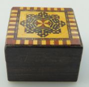 A Tunbridge Ware rosewood Stamp Box probably by Thomas Barton C.1870