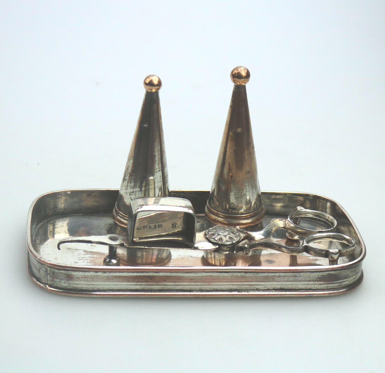 An extremely rare Old Sheffield Plate Georgian double Candle Snuffer Set C.1812