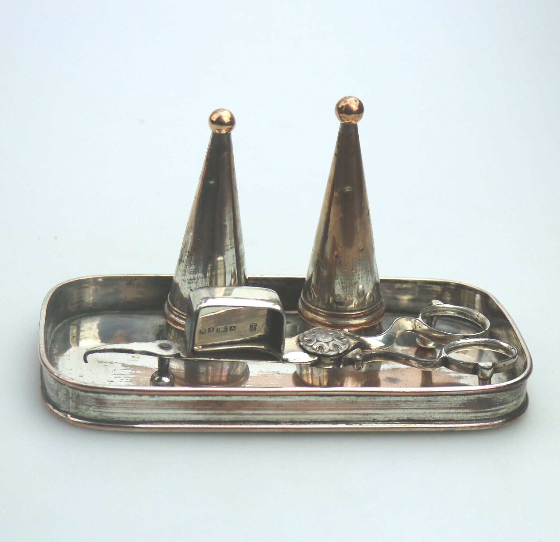 An extremely rare Old Sheffield Plate Georgian double Candle Snuffer Set C.1812