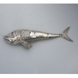 A very large and fine 915 silver articulated Fish Sculpture, stamped marks C.1930's