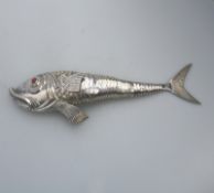 A very large and fine 915 silver articulated Fish Sculpture, stamped marks C.1930's