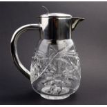 An attractive & substantial WMF deep cut glass & silver plate Lemonade Jug C.1935+