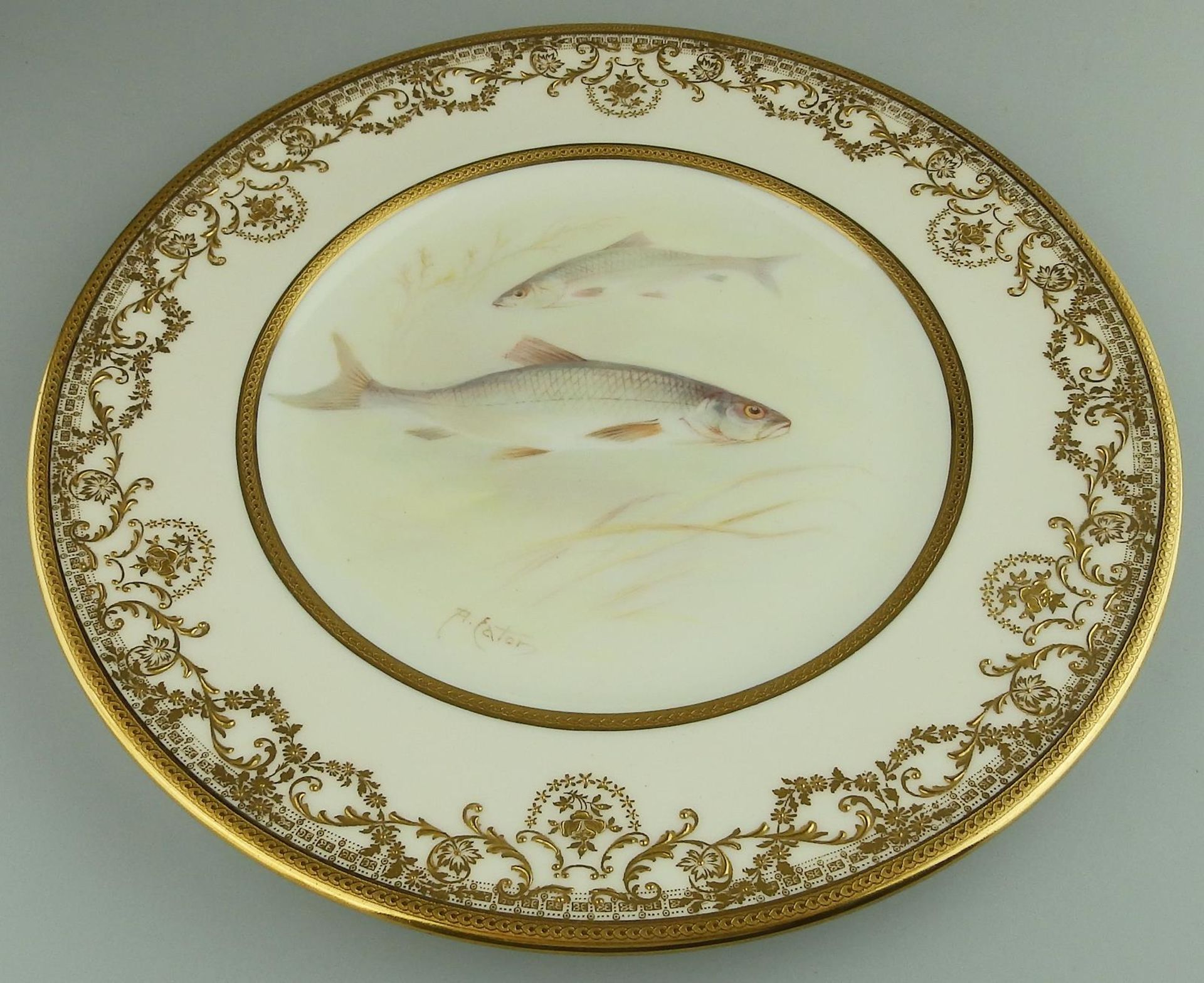 A wonderful Royal Doulton hand painted with Fish Cabinet Plate by A Eaton C.1900 - Image 2 of 4