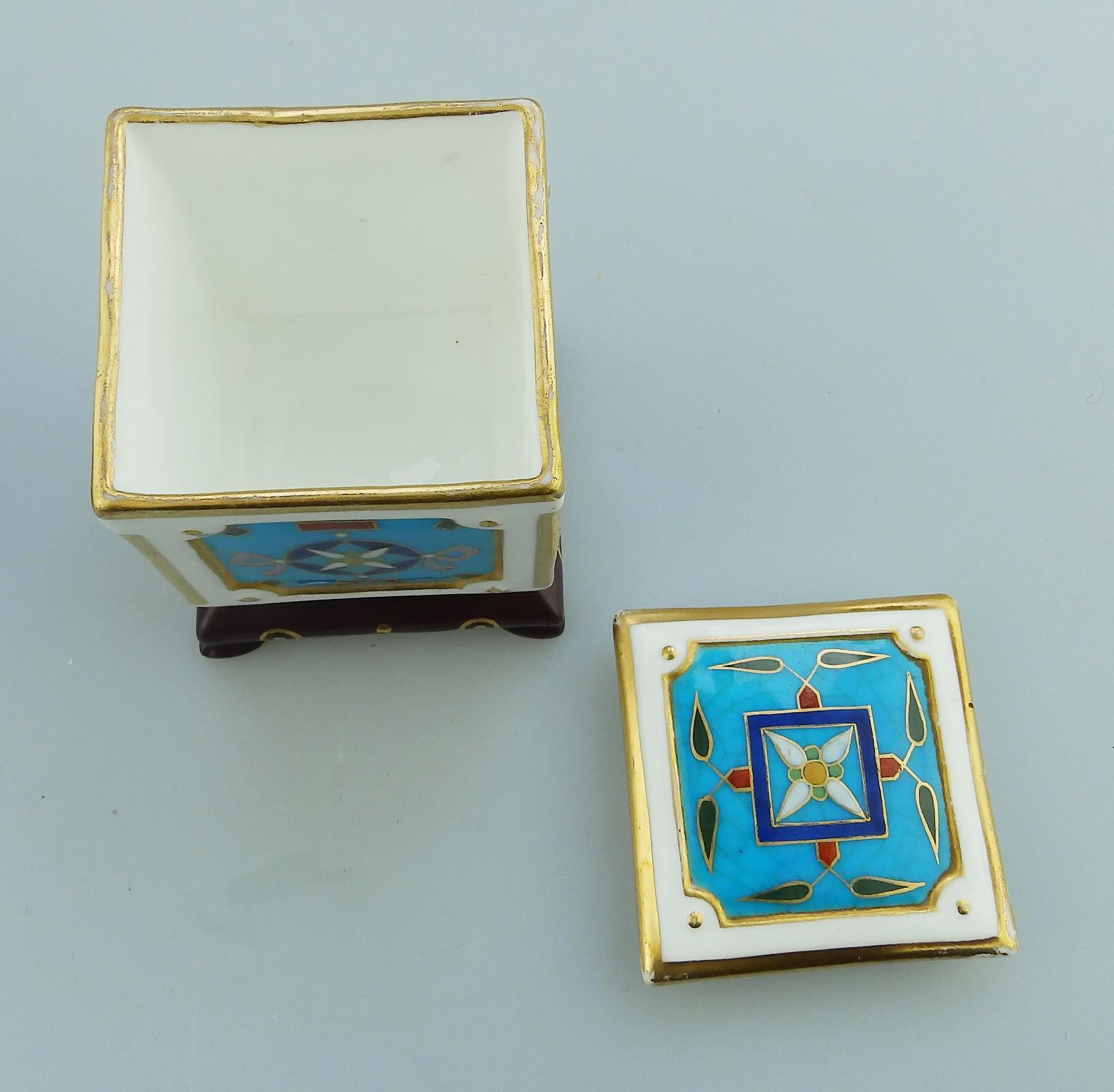 A pair of Minton porcelain miniature Boxes designed by Christopher Dresser 19thC - Image 5 of 9