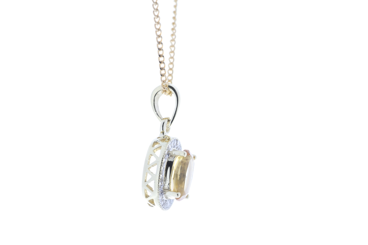 9ct Yellow Gold Diamond And Citrine Pendant - Image 2 of 5