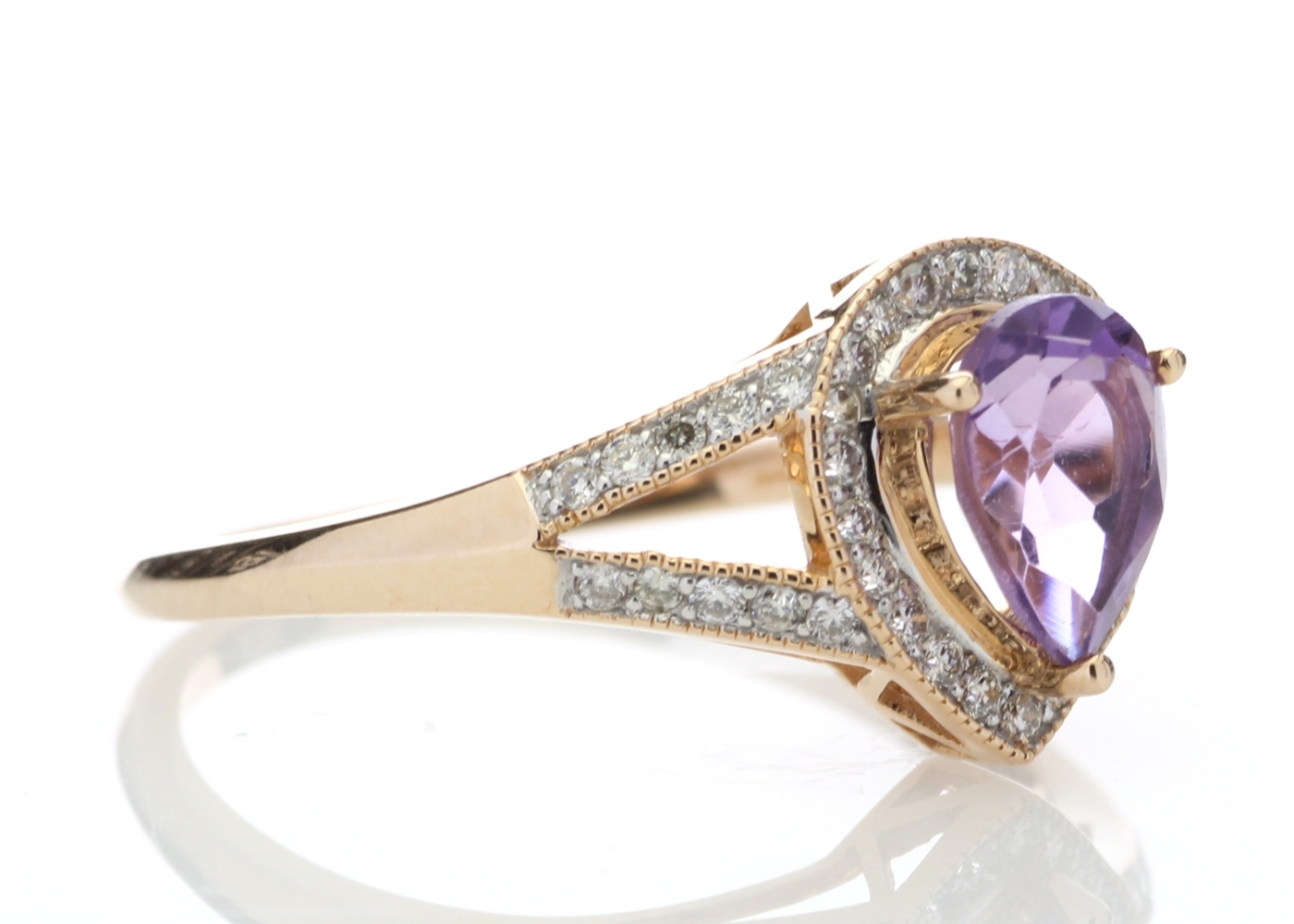 9ct Rose Gold Amethyst And Diamond Cluster Ring 0.21 Carats - Image 4 of 4