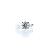 18ct White Gold Baguette Shoulders Diamond Ring 2.20 Carats