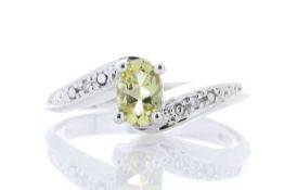 9ct White Gold Diamond And Lemon Quartz Ring