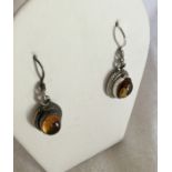 Vintage Amber Silver Drop Earrings