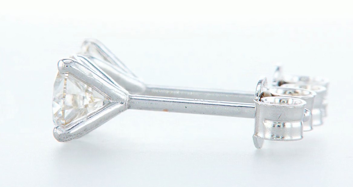 14 Kt. White Gold - Earrings - 1.00 Ct Diamond - Diamonds - Image 4 of 5