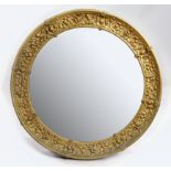 French 19Th C. Gilt Brass 3Ft Circular Mirror