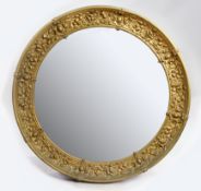 French 19Th C. Gilt Brass 3Ft Circular Mirror