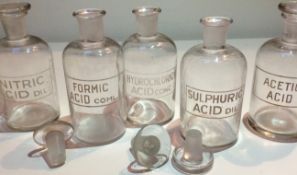 Antique Scarce Chemist Bottles With Glass Stoppers