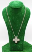 Boodles 18Ct Gold Diamond & Mother Of Pearl Cross On Chain