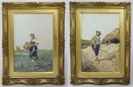 Pair Of Watercolours By Filippo Indoni (Italian, 1842Ð1908)