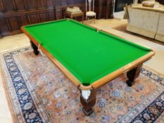 Late Victorian Burroughes & Watts Heavy Oak Snooker Table