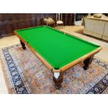 Late Victorian Burroughes & Watts Heavy Oak Snooker Table