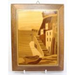 Vintage Inlaid Wall Panel Ligurian Coastal Scene