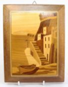 Vintage Inlaid Wall Panel Ligurian Coastal Scene