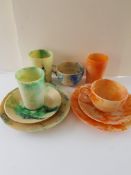 Vintage Bandalasta Ware Plate/Saucer/Cups And Tumblers