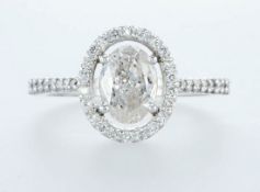 14 Kt. White Gold - Ring - 1.37 Ct Diamond - Diamonds